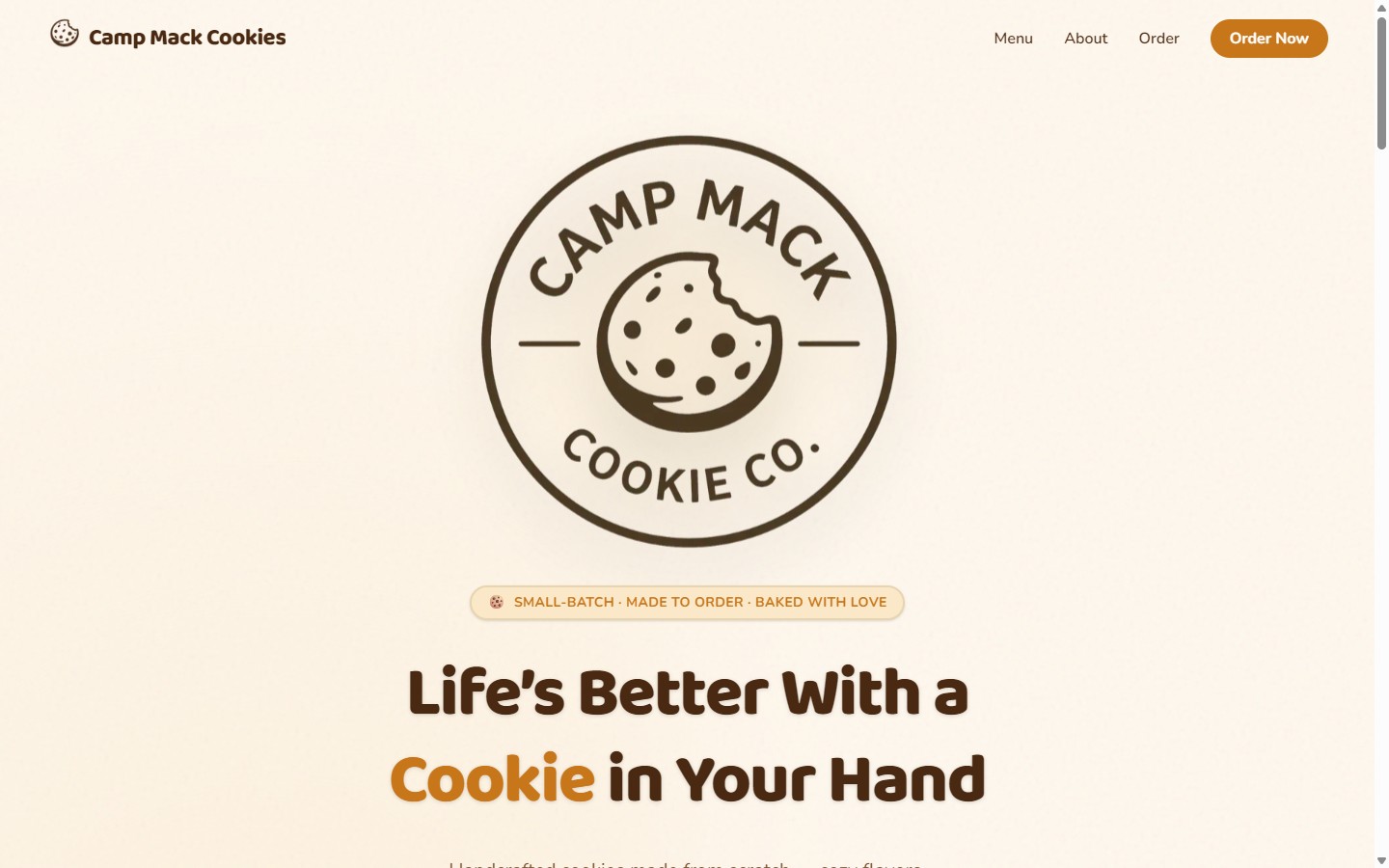 Camp Mack Cookies — live site preview